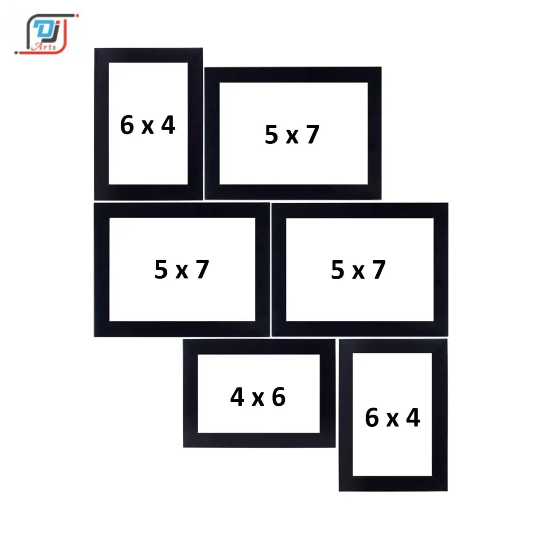 DJ ARTS Family Photo Frame Set Of 6 Picture Frames Family MDF Plaque |3 Units 4x6, 3 Units 5x7| , wood , Wall Mount