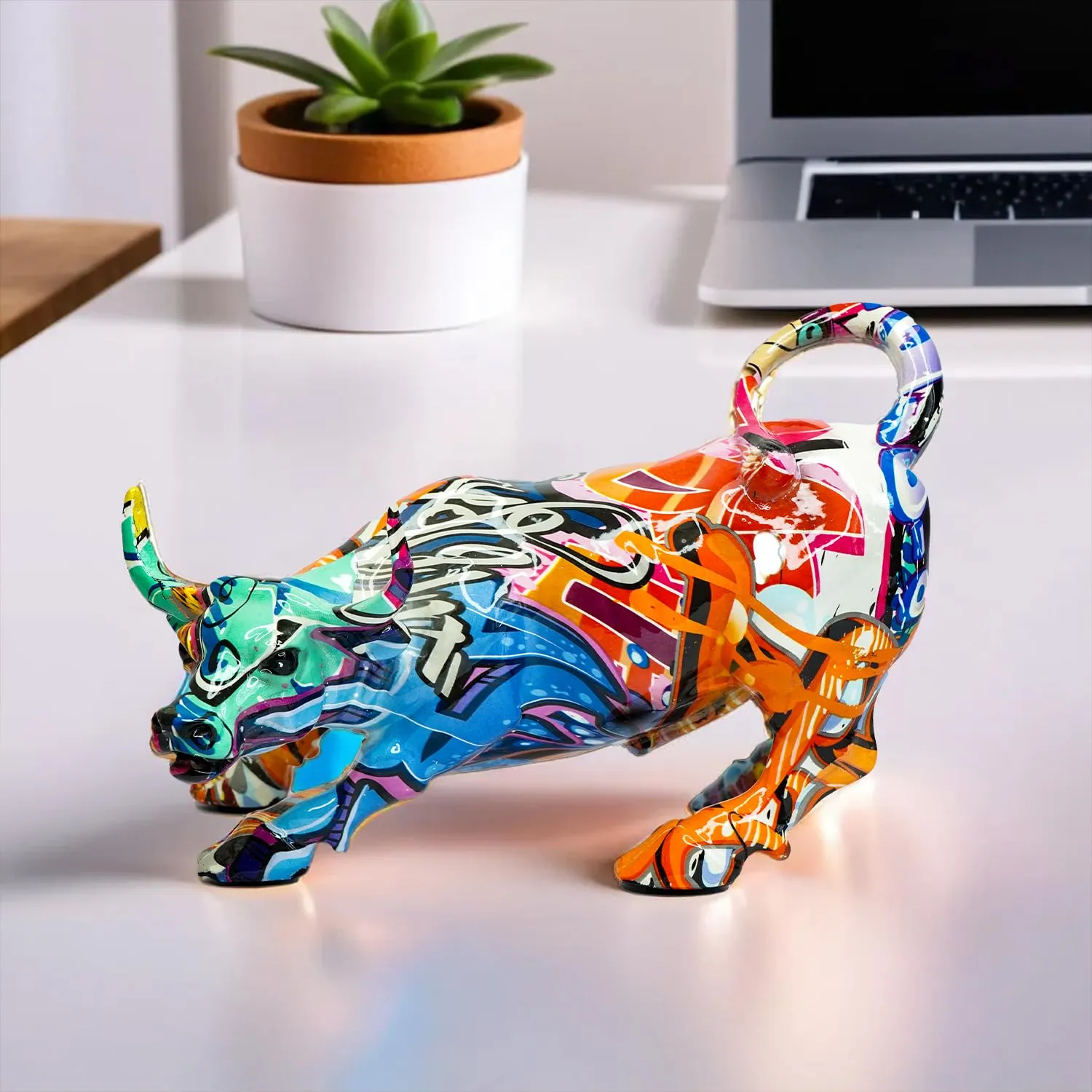 Ekhasa Bull Show Pieces for Home Decor Living Room Decorative Items | Showpieces Gift Items for Home Decoration | Center Table Tv Unit Showcase Shelf Office Desk Interior Artifacts Statue Figurines