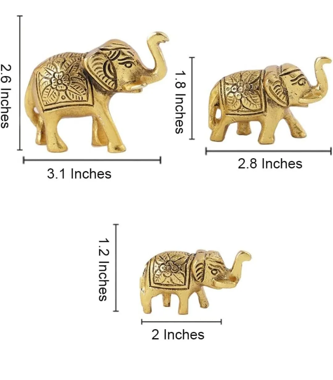 ELEVEN ART & CRAFT Elephant Trunk Up Showpiece Decorative Items Figurine for Home Decoration Gold Plated Statue Home/Office Table Living Room Decor (3 - Showpiece)