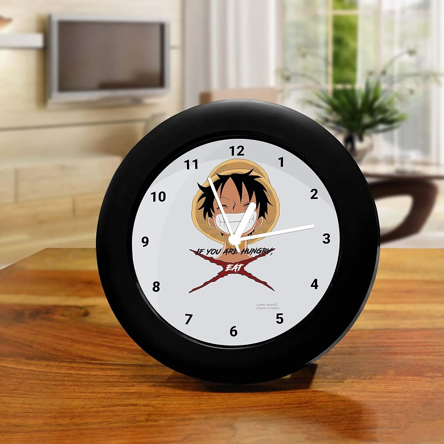 Epic Stuff - Anime Luffy Eat Design Table Clocks New Decorative Desk Table Clock for Home, Office, Living Room, Bed Room | Best Gift for Anime Lover