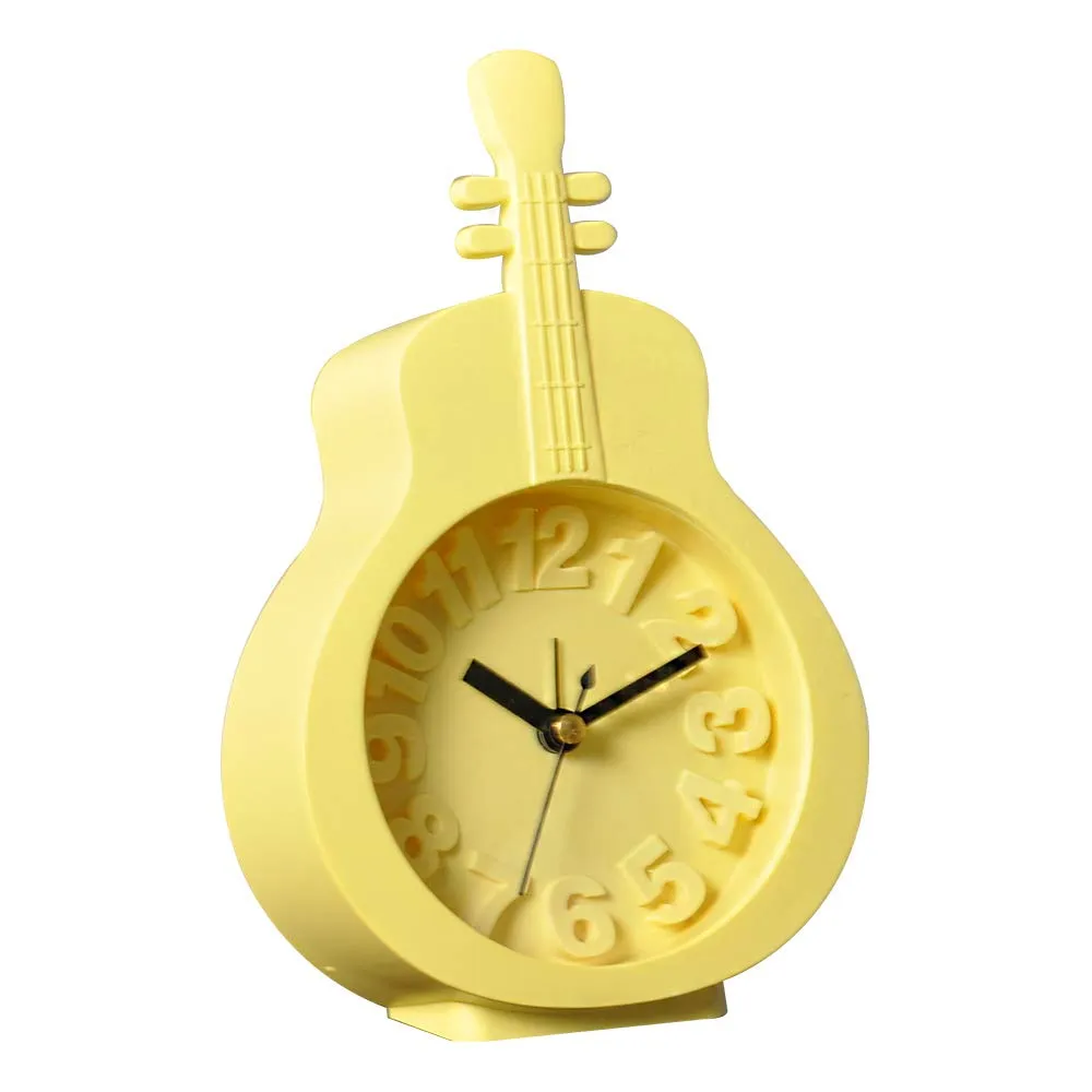 EZ Life Guitar - Kids Desk Alarm Clock - PP - Yellow - Home and Office Décor, Decorative Modern Clock, Living Room, Bedroom Kitchen Office School - Stylish Desk Clock - Pack of 1