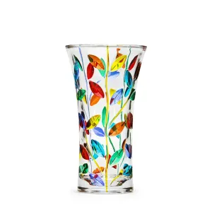 Flowervine,Tree of Life Vase, Large 12", Hand-Painted Italian Crystal