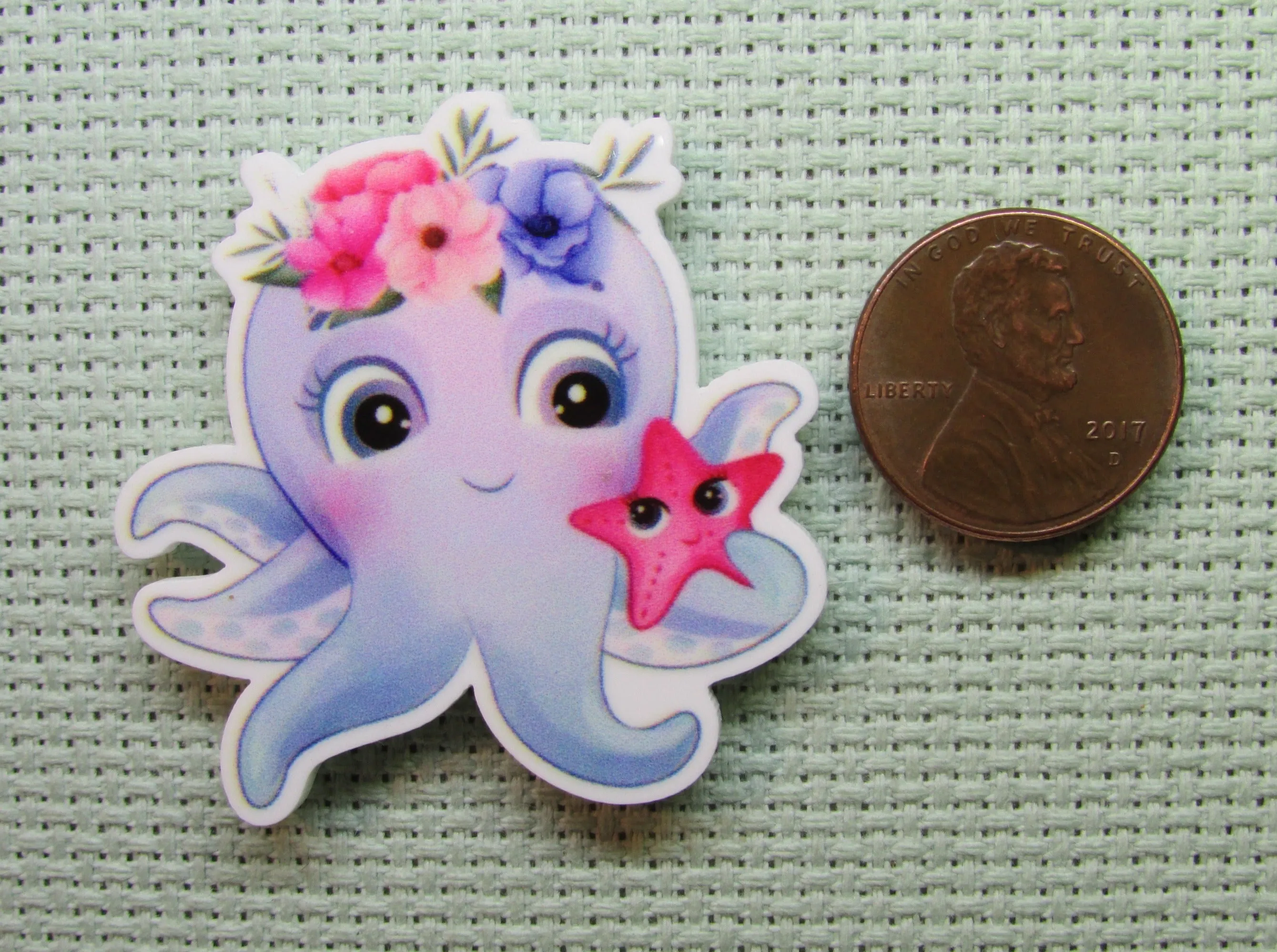 Flowery Octopus Needle Minder, Cover Minder, Magnet