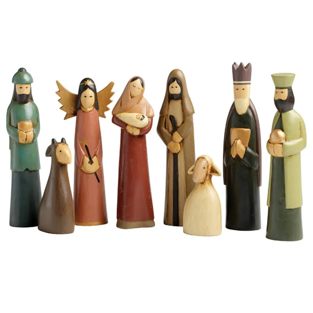 Folk Art Tabletop Nativity Scene Set