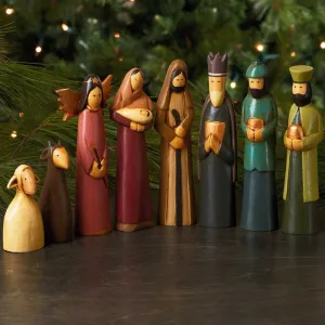 Folk Art Tabletop Nativity Scene Set