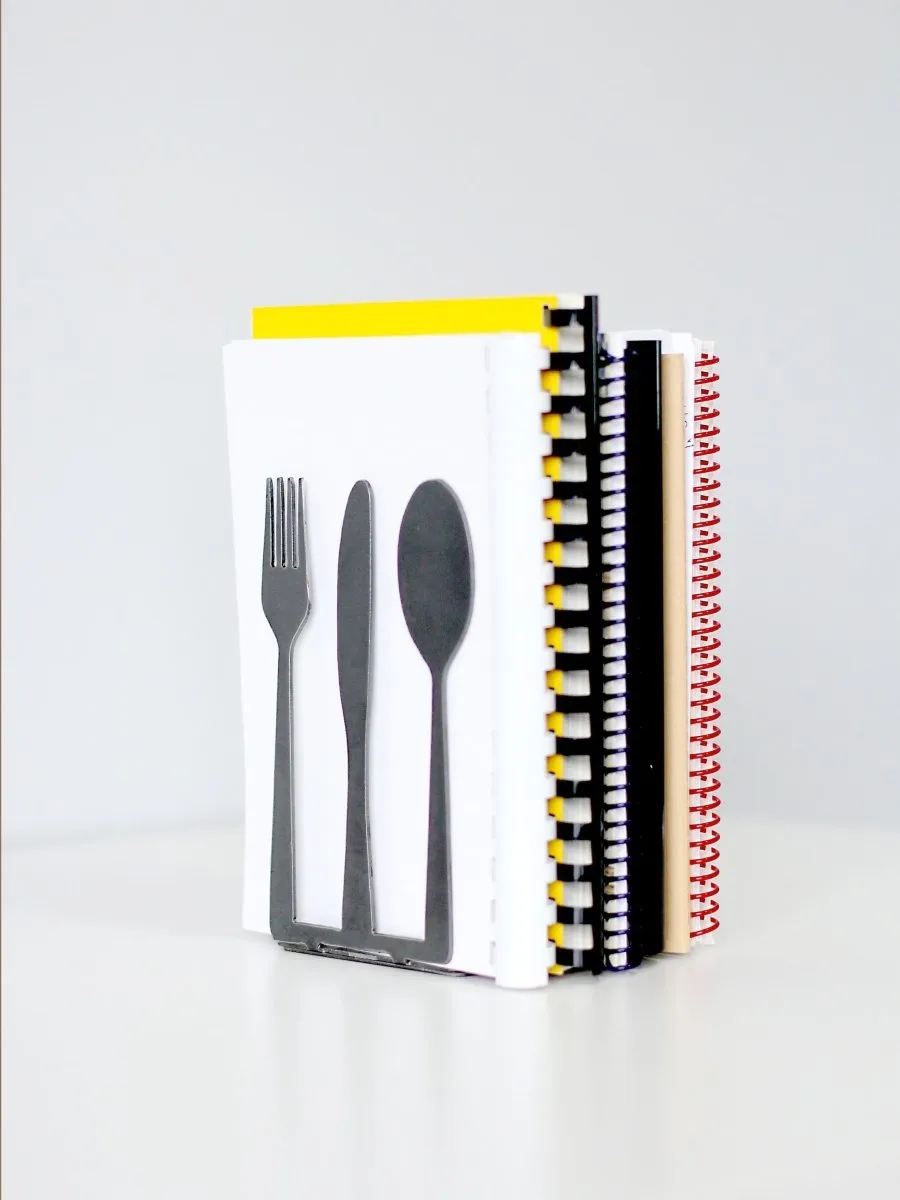 Fork Knife Spoon Kitchen Cookbook Bookend