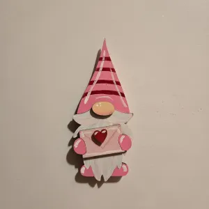 Gnome refrigerator magnet, playful pink kitchen decor, whimsical decoration