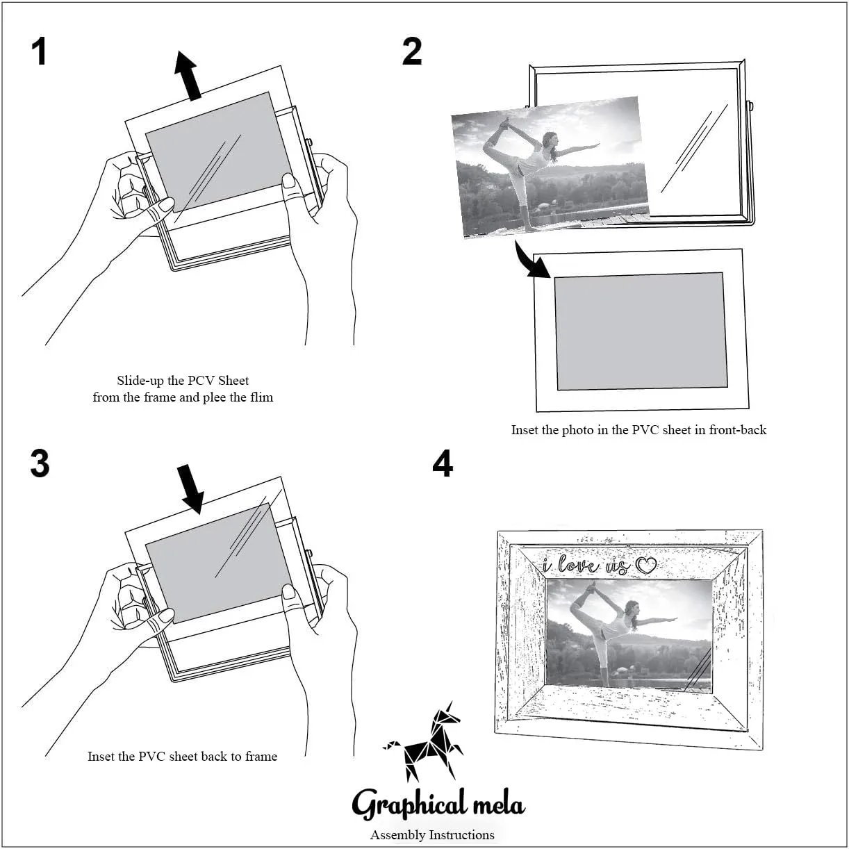 Graphicalmela Personalized Wooden rotating photo frame