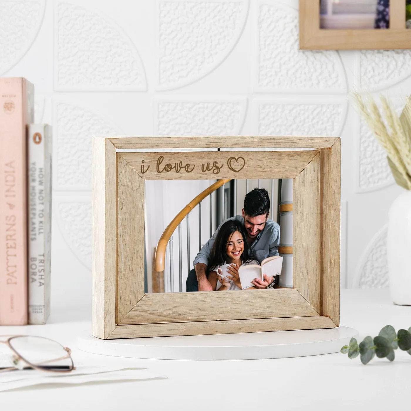 Graphicalmela Personalized Wooden rotating photo frame