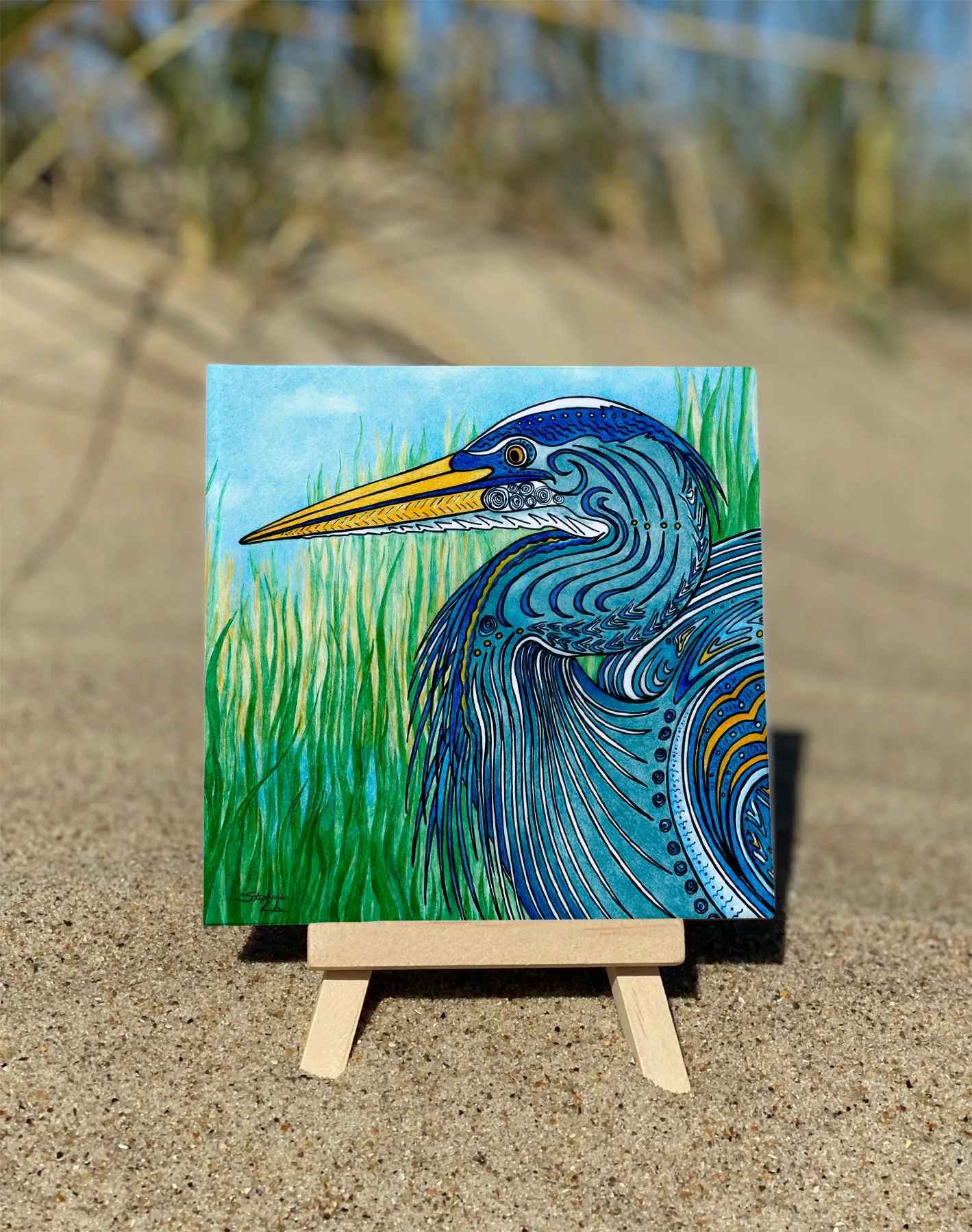 Great Blue Heron Ceramic Tile