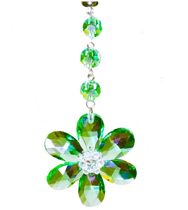 GREEN CRYSTAL DAISY MAGNETIC ORNAMENT (Box of 3) - Magnetic Chandelier Accessory TrimKit®