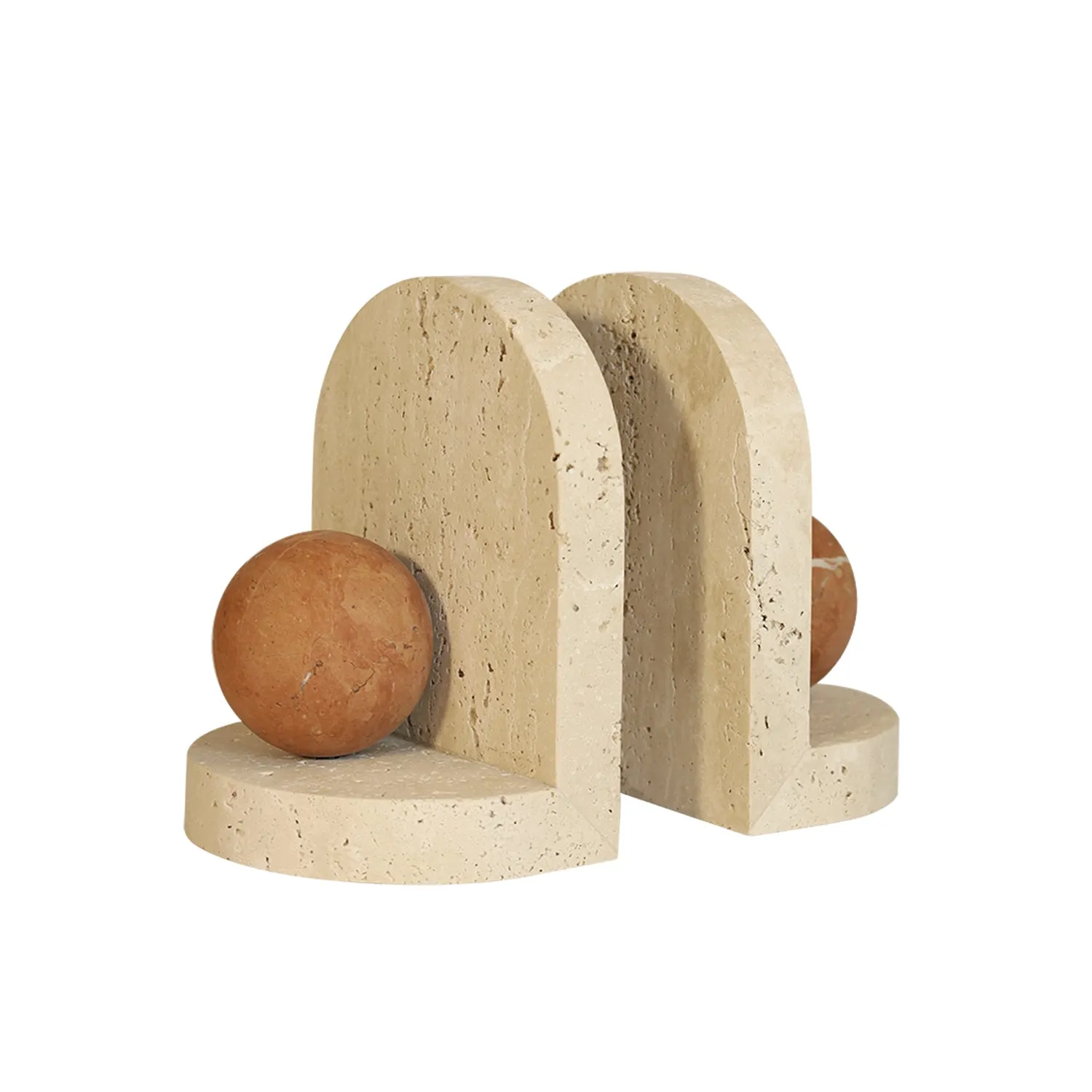 greg natale | blitz marble bookend set | travertine   coral