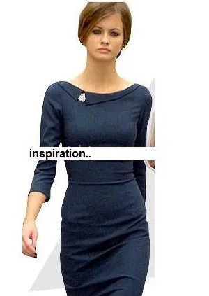 headmistress - offside boatneck roll collar pencil dress