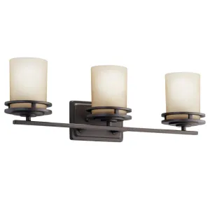 Hendrik 24 In 3-Lights Bathroom Vanity Light With Satin Etched Cased Opal Glass, Bronze Finish