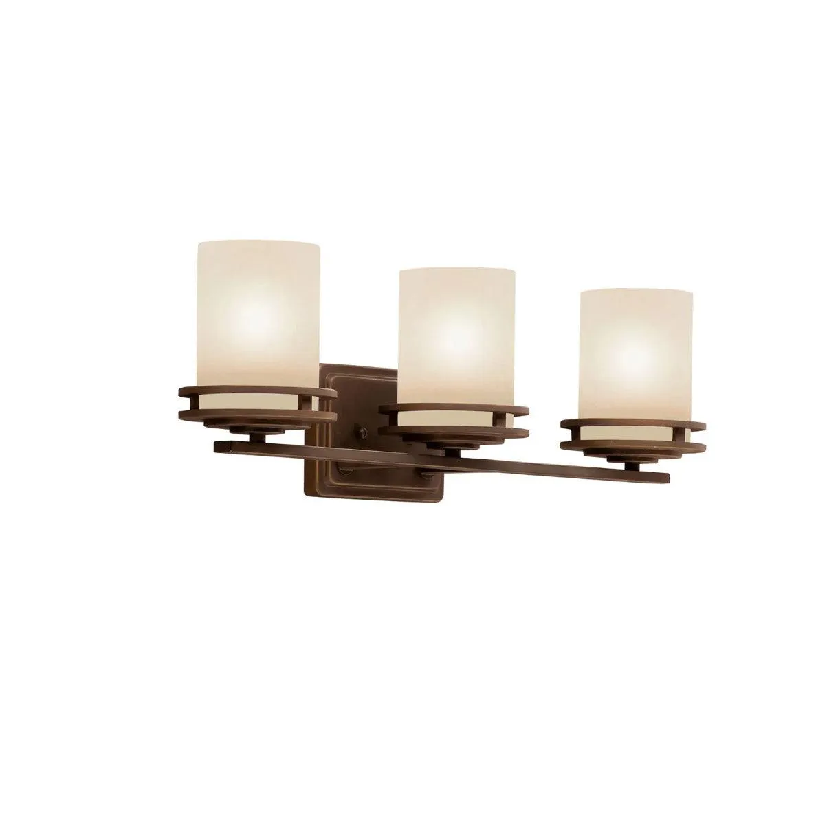 Hendrik 24 In 3-Lights Bathroom Vanity Light With Satin Etched Cased Opal Glass, Bronze Finish