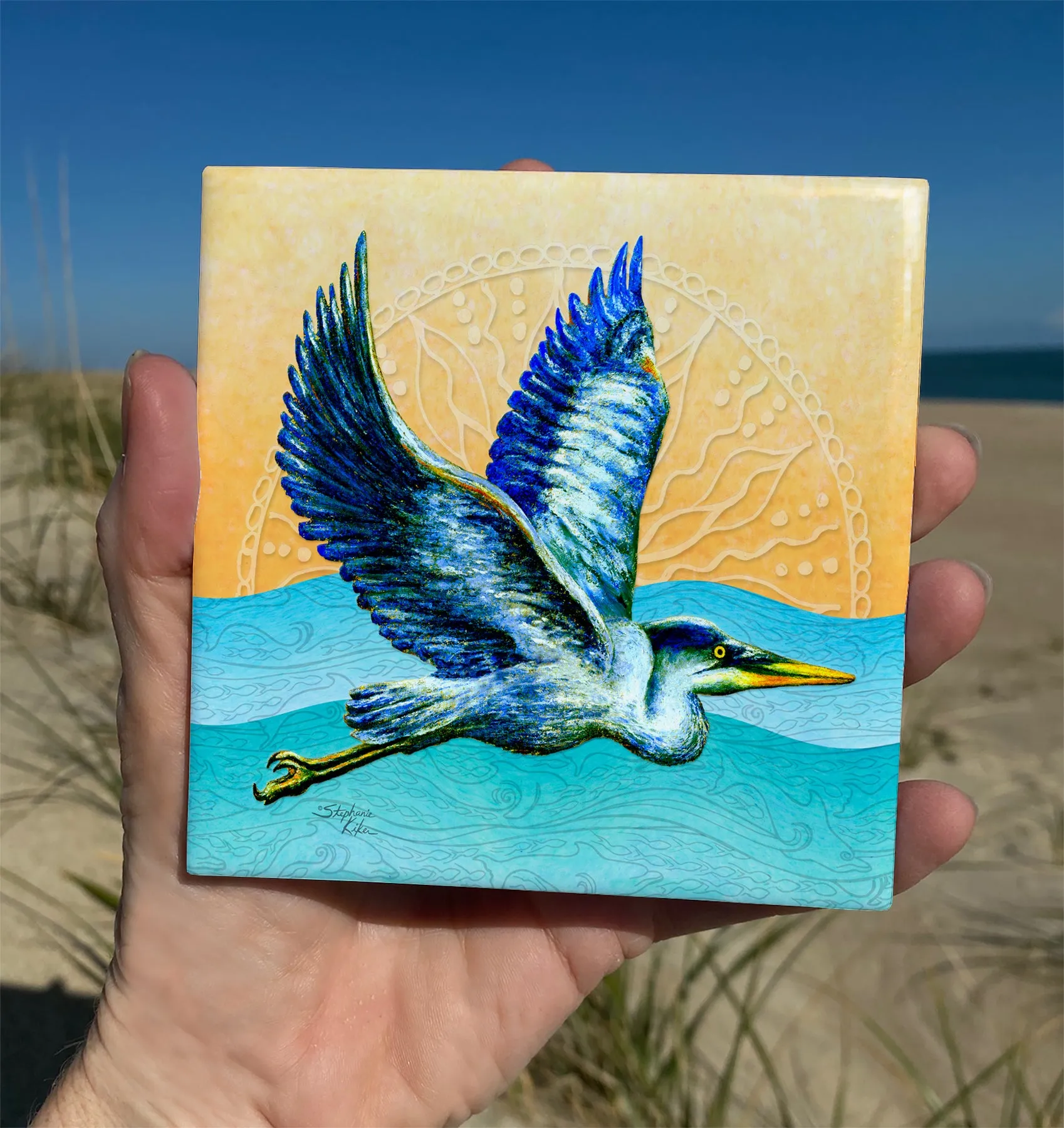 Heron in Flight Ceramic Tile