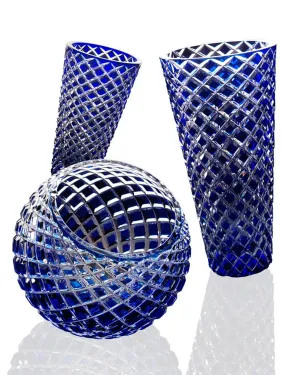 Hiroto Blue Crystal Vases - Angie Homes