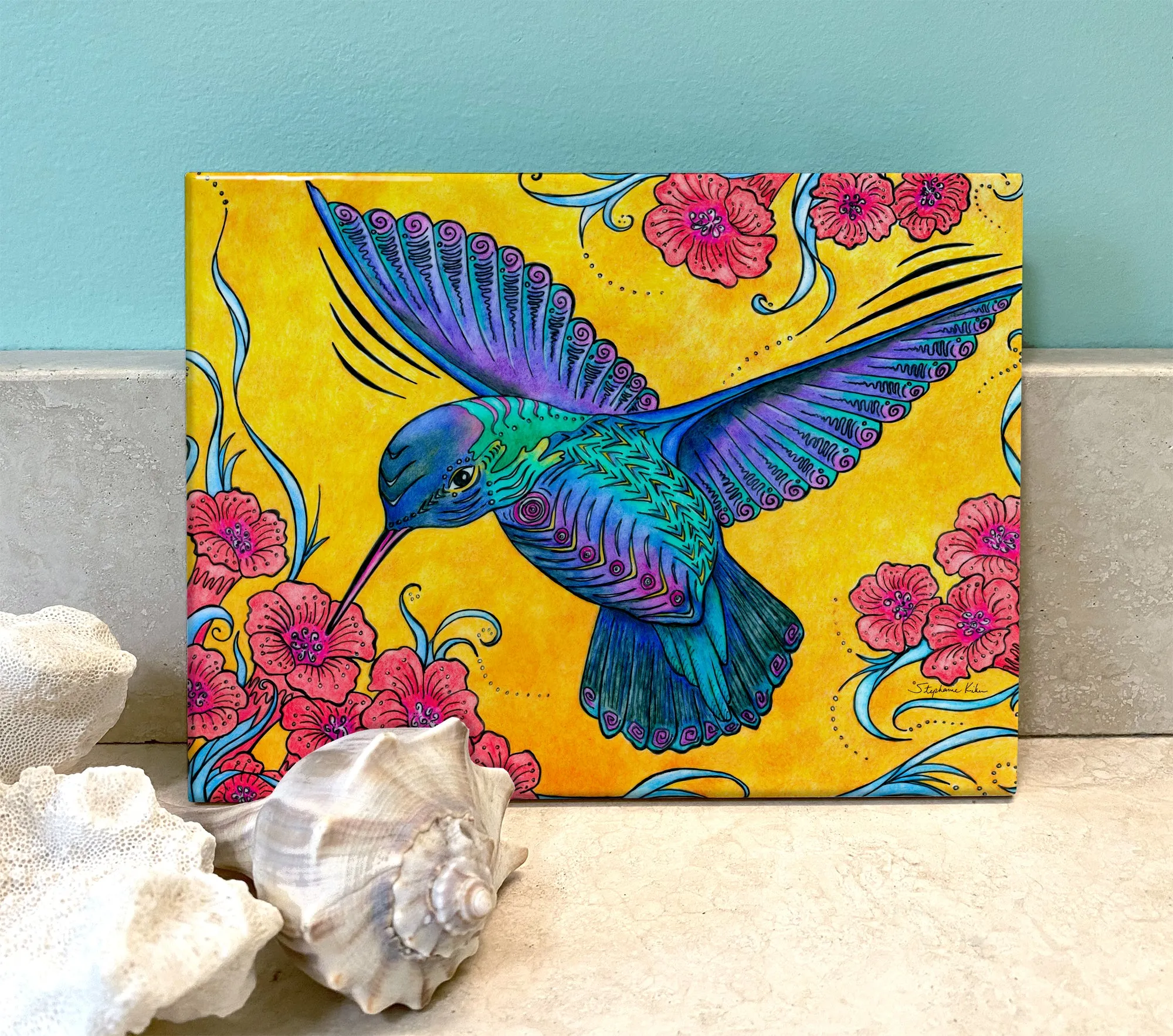 Hummingbird Ceramic Tile