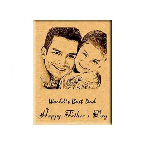 Incredible Gifts India Personalized Wooden Engraved Father’s Day Photo Frame (5x4 Inches, Beige), Tabletop