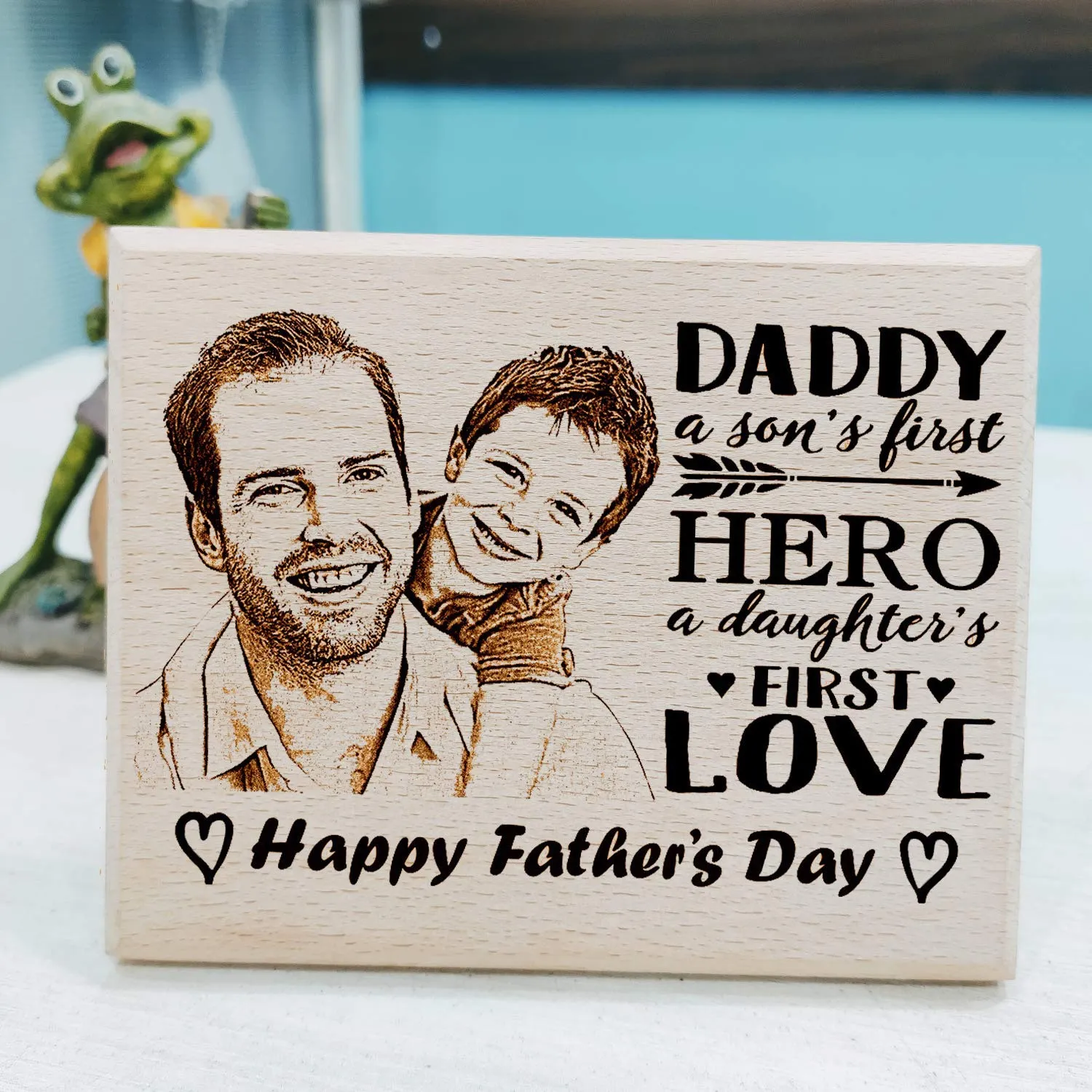 Incredible Gifts India Personalized Wooden Engraved Father’s Day Photo Frame (5x4 Inches, Beige), Tabletop