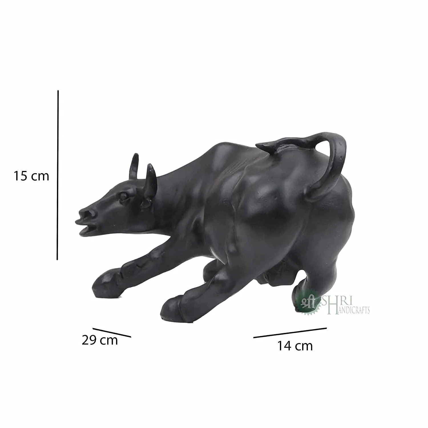 Indicast Resin 10" Geometric Statue Bull Sculpture Ornament Abstract Animal Figurines Room Desk Decor Home Decoration (Black), Pack of 1