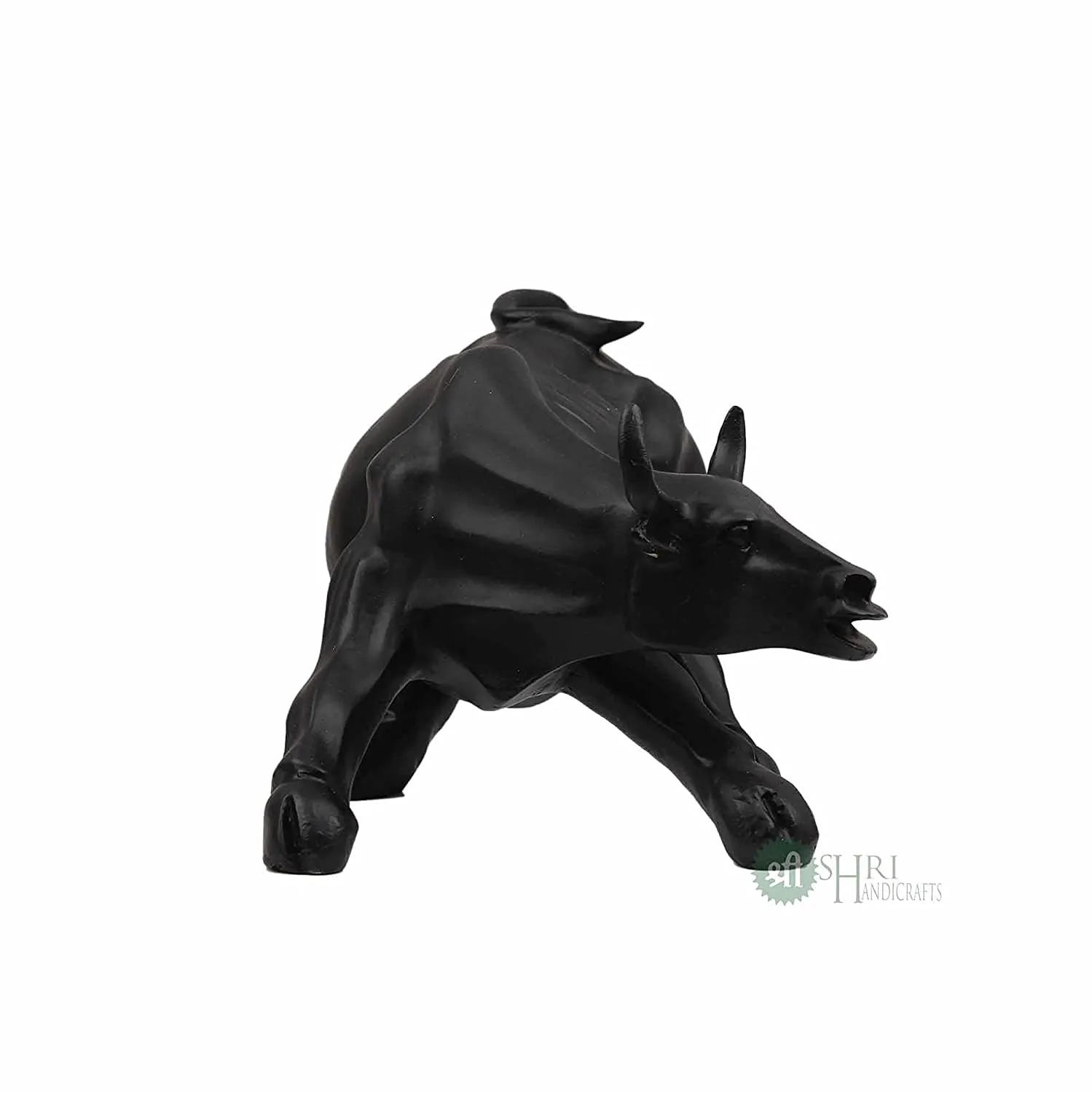 Indicast Resin 10" Geometric Statue Bull Sculpture Ornament Abstract Animal Figurines Room Desk Decor Home Decoration (Black), Pack of 1