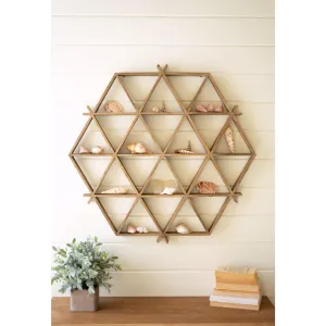 Kalalou - WOODEN CRISS CROSS WALL SHELF - CJS1204