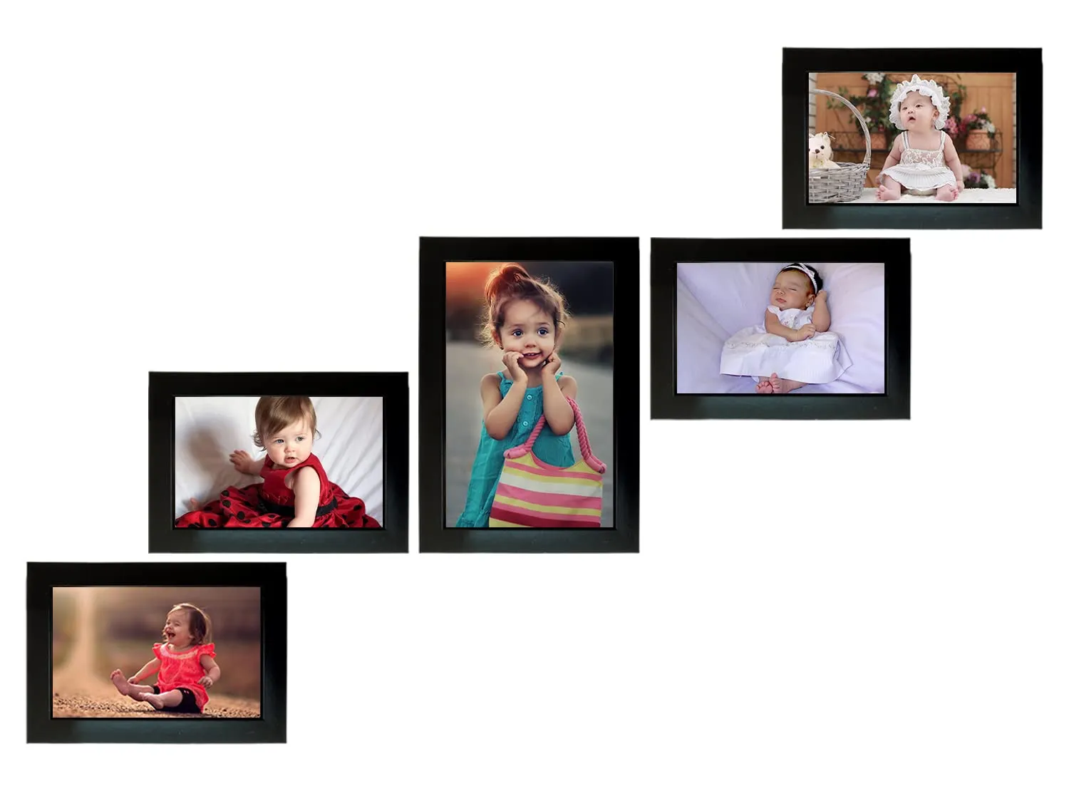 Kuber Industries Collage Photo Frame For Living Room, Wall Set of 5 (Black) Size: 4x6-4 Pc., 5x7-1 Pc.