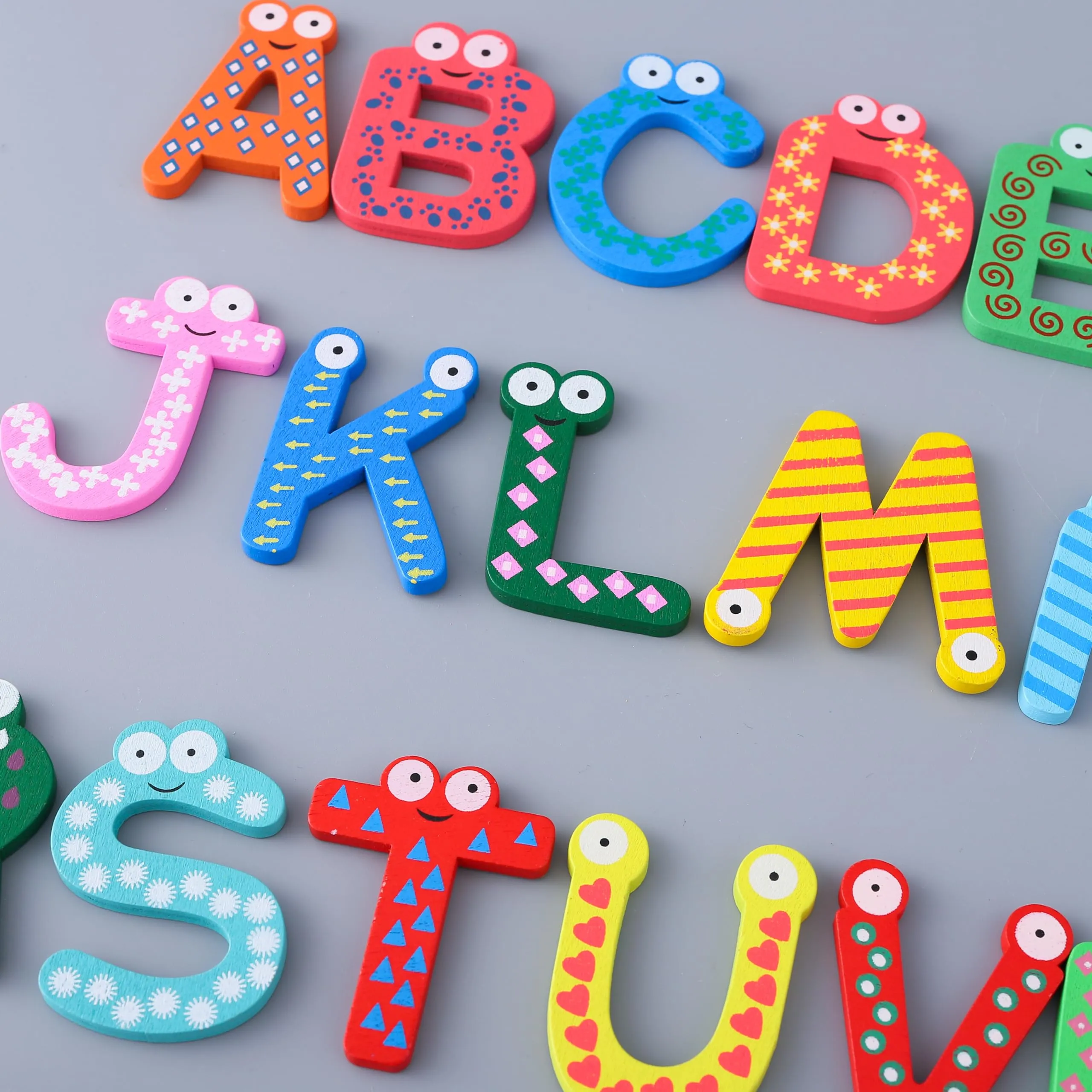 Kuber Industries Magnet Alphabet Stickers | Wooden A-Z Alphabet Letters | Alphabet for Learning-Educational Purpose | Toy for Kids | Fridge Magnet Stickers | TZXY159 | Set of 26 | Multicolor