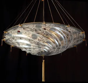 Large Fortuny Style Centrepiece Pendant In Murano Glass