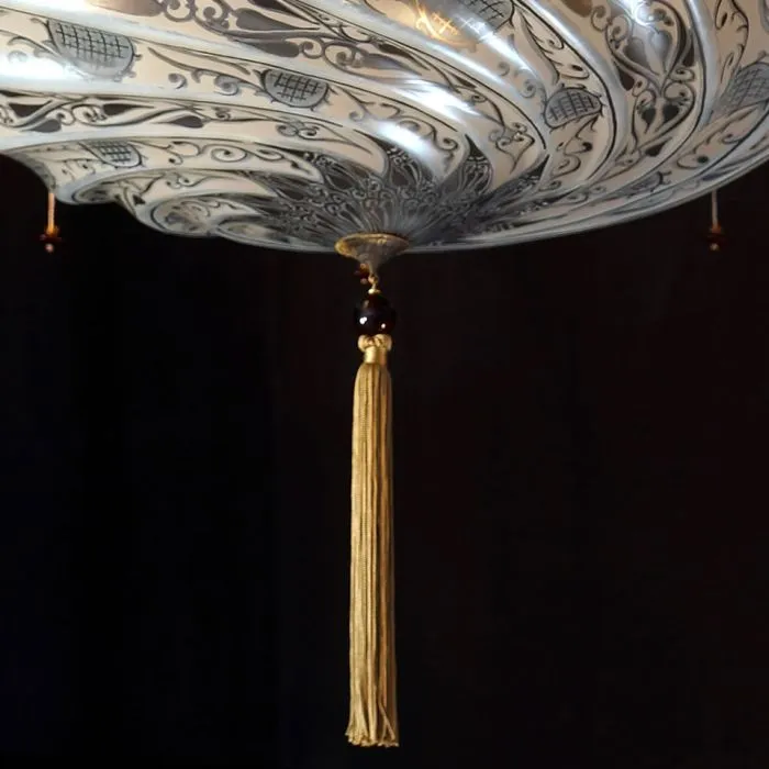 Large Fortuny Style Centrepiece Pendant In Murano Glass