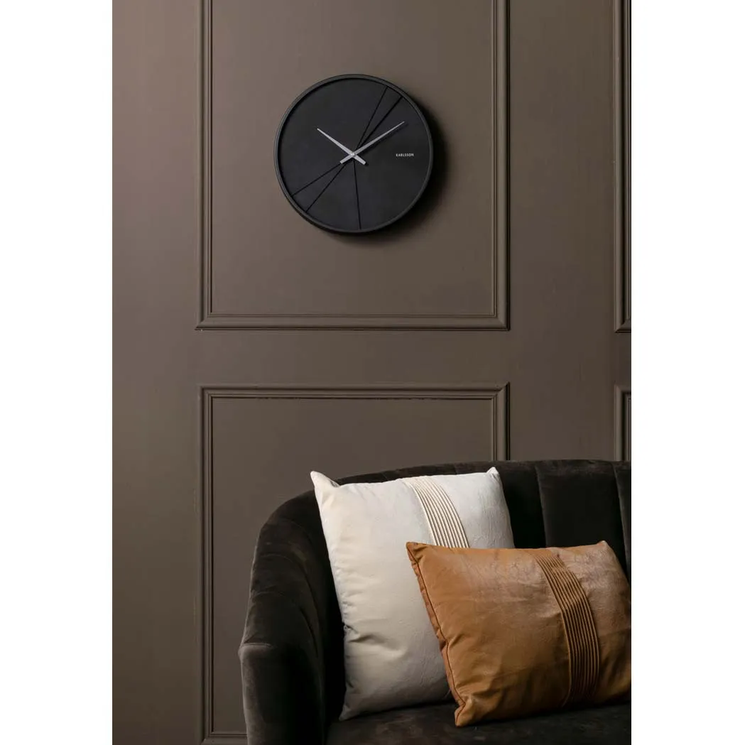 Layered Lines Wall Clock – Black (30cm)