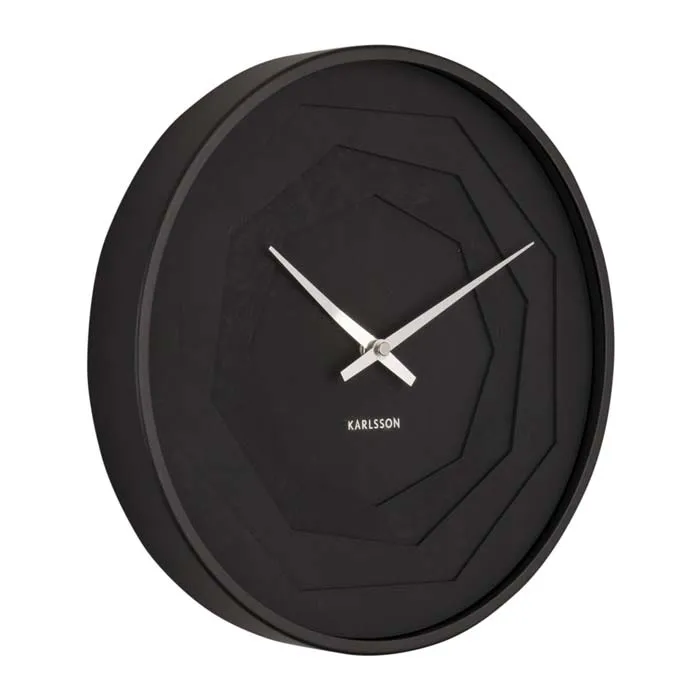 Layered Origami Wall Clock – Black (30cm)