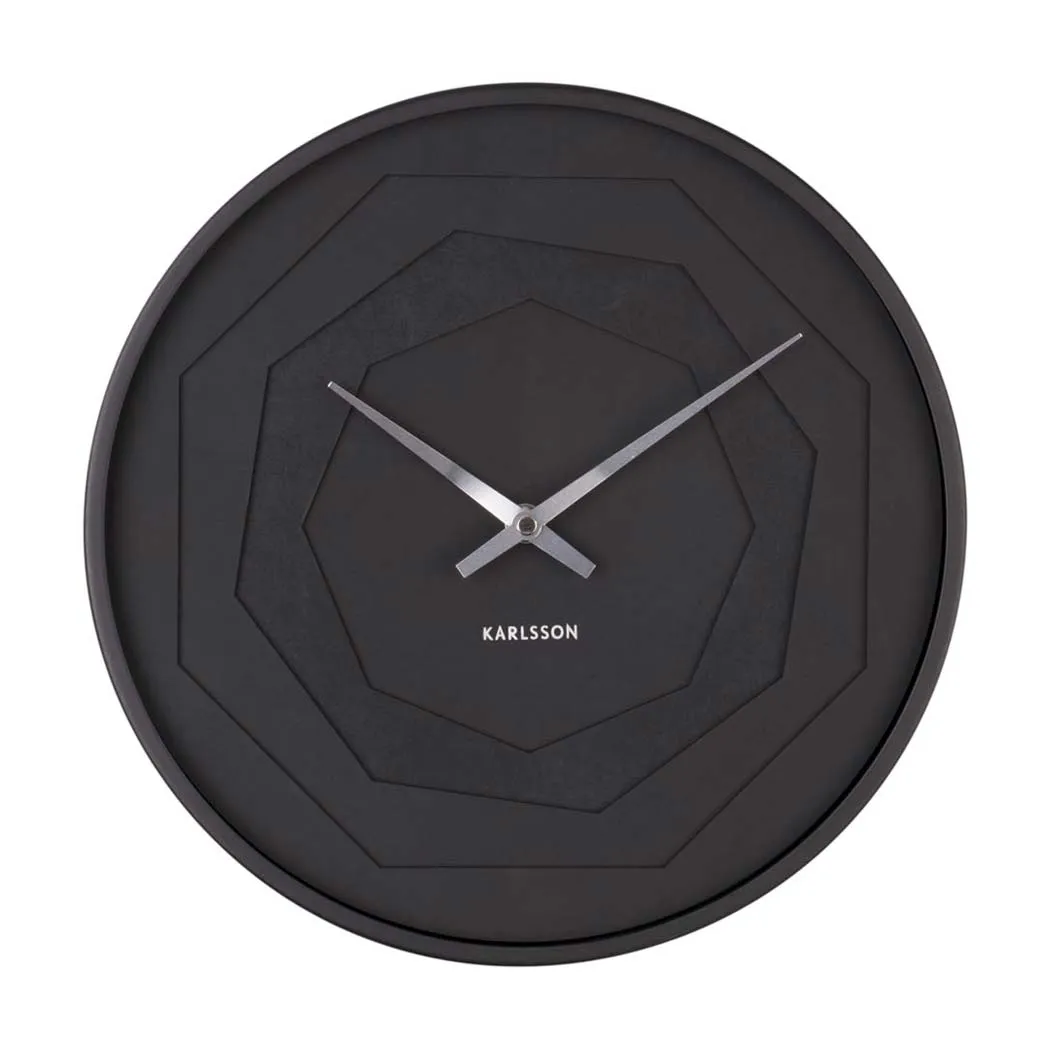 Layered Origami Wall Clock – Black (30cm)