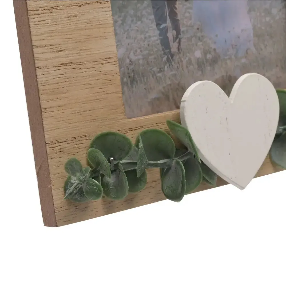 Love Story Rustic Frame with Heart and Leaves - 4x6 / 5x7