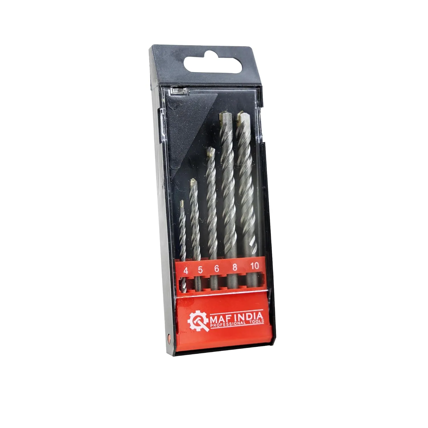 MAF 5Pcs Masonry Wall Drill Bit Set with Round Shank & Industrial Strength Carbide Tip for Tile, Brick, Cement, Concrete, Plastic & Wood (4, 5, 6, 8, 10mm)