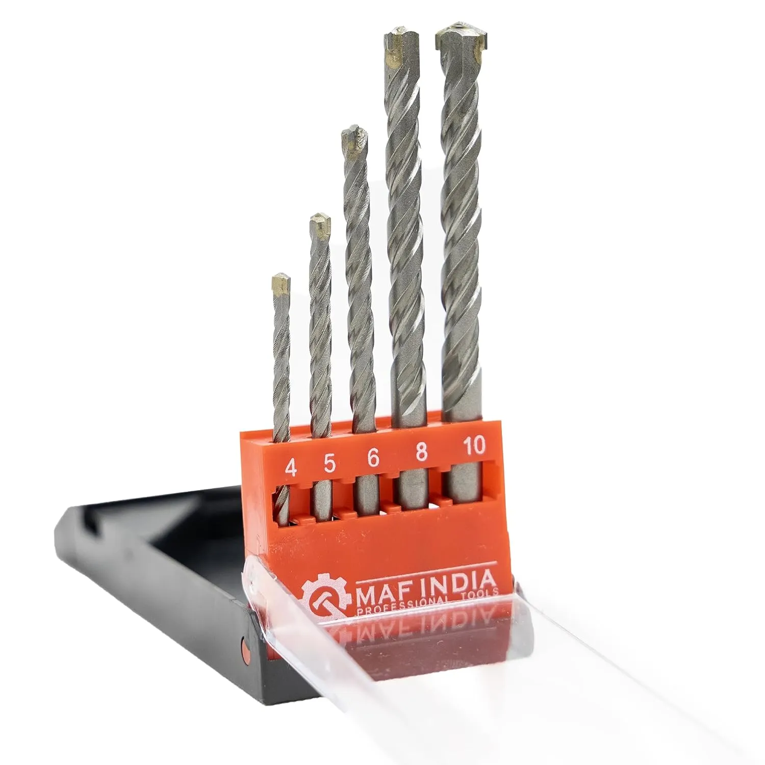 MAF 5Pcs Masonry Wall Drill Bit Set with Round Shank & Industrial Strength Carbide Tip for Tile, Brick, Cement, Concrete, Plastic & Wood (4, 5, 6, 8, 10mm)