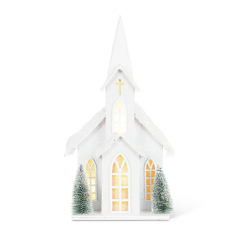 Md Snowy Tall Church w/LED-4.5x5.5" W