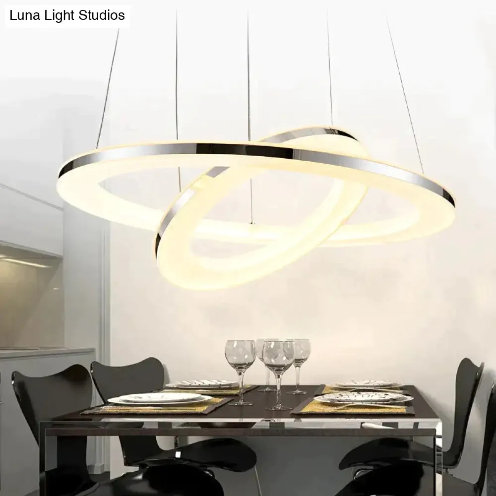 Modern LED Pendant Lights Fixtures For Dining Living Room Home Decor Acrylic Rings Hanging Lamp With Remote Dimmable Lighting