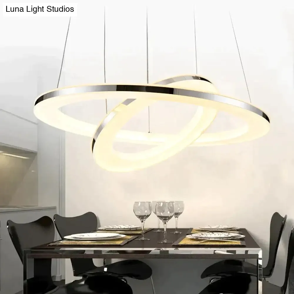 Modern LED Pendant Lights Fixtures For Dining Living Room Home Decor Acrylic Rings Hanging Lamp With Remote Dimmable Lighting