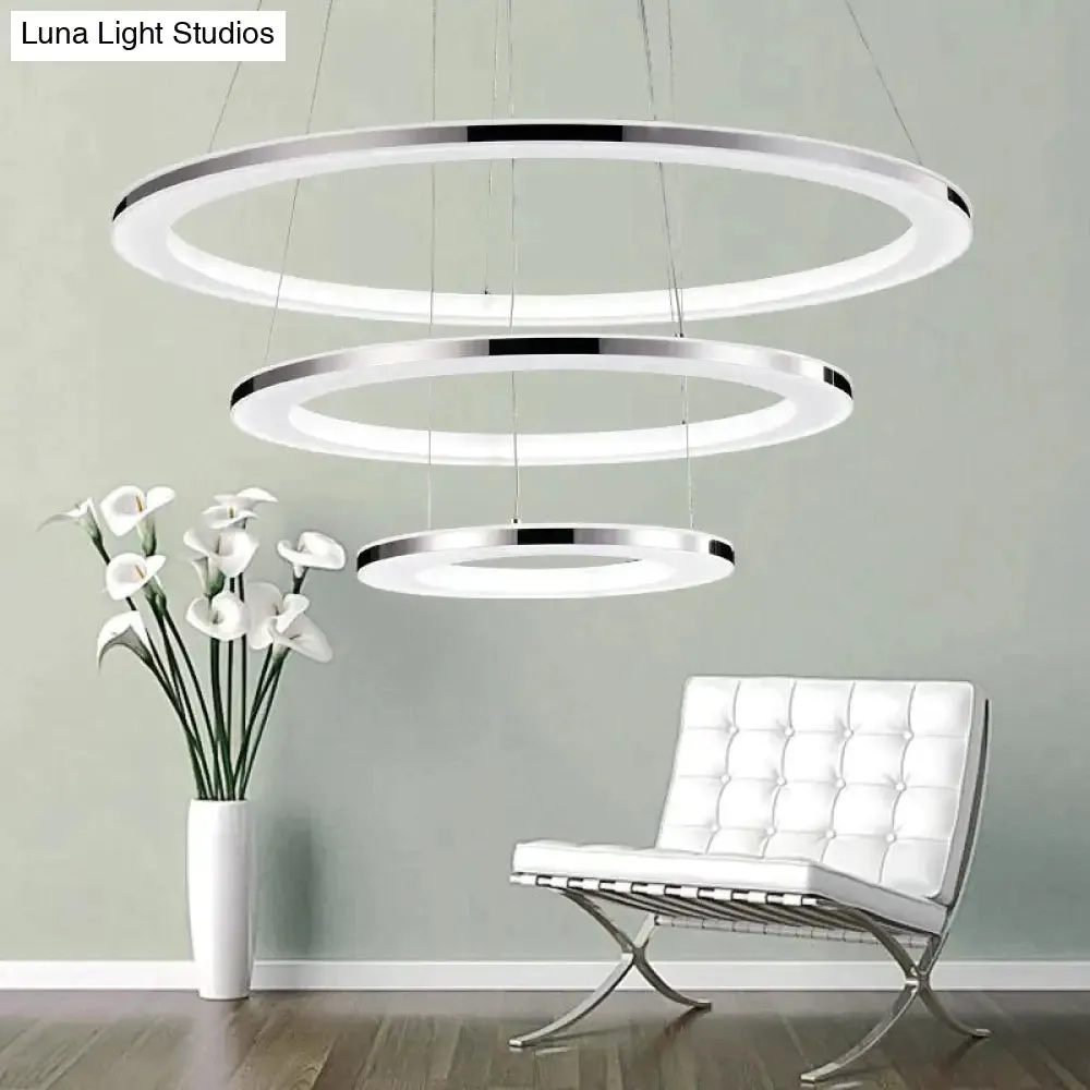 Modern LED Pendant Lights Fixtures For Dining Living Room Home Decor Acrylic Rings Hanging Lamp With Remote Dimmable Lighting