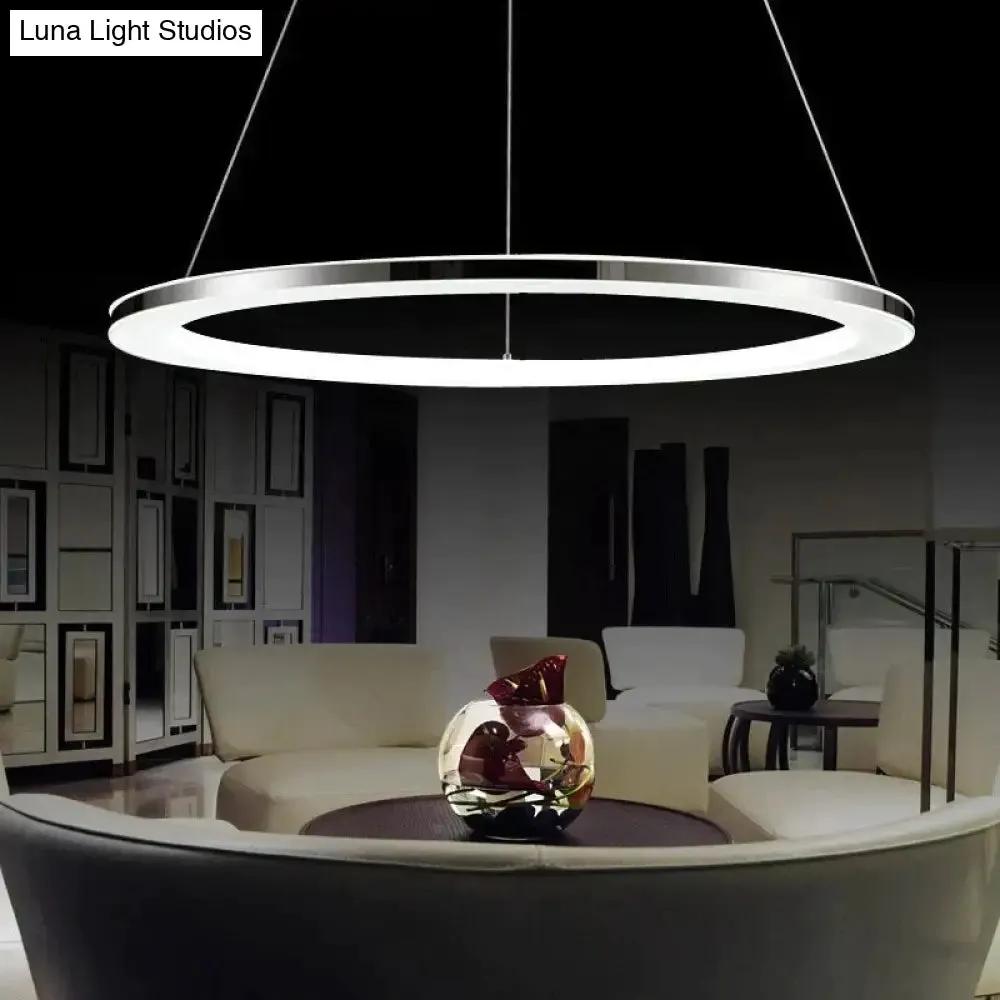 Modern LED Pendant Lights Fixtures For Dining Living Room Home Decor Acrylic Rings Hanging Lamp With Remote Dimmable Lighting