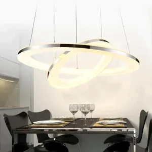 Modern LED Pendant Lights Fixtures For Dining Living Room Home Decor Acrylic Rings Hanging Lamp With Remote Dimmable Lighting