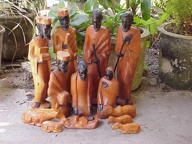 Nativity Scene Ebony and Mahogany Wood