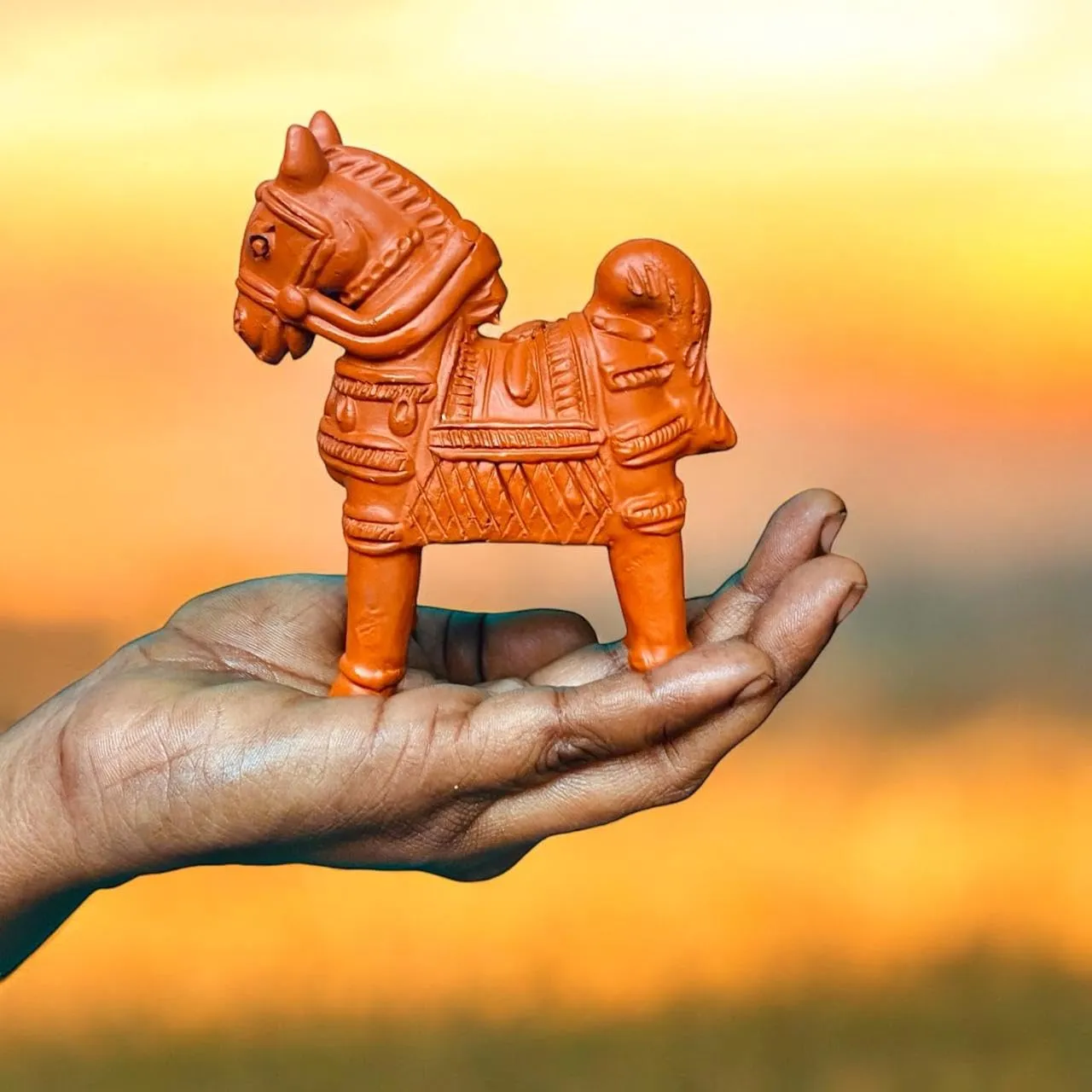 Natural Terracotta Clay Horse/Home Decor, Small Size(10-CM)