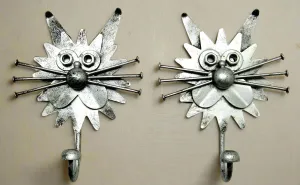 Pair of Nuts & Bolts Metal Cat Hooks