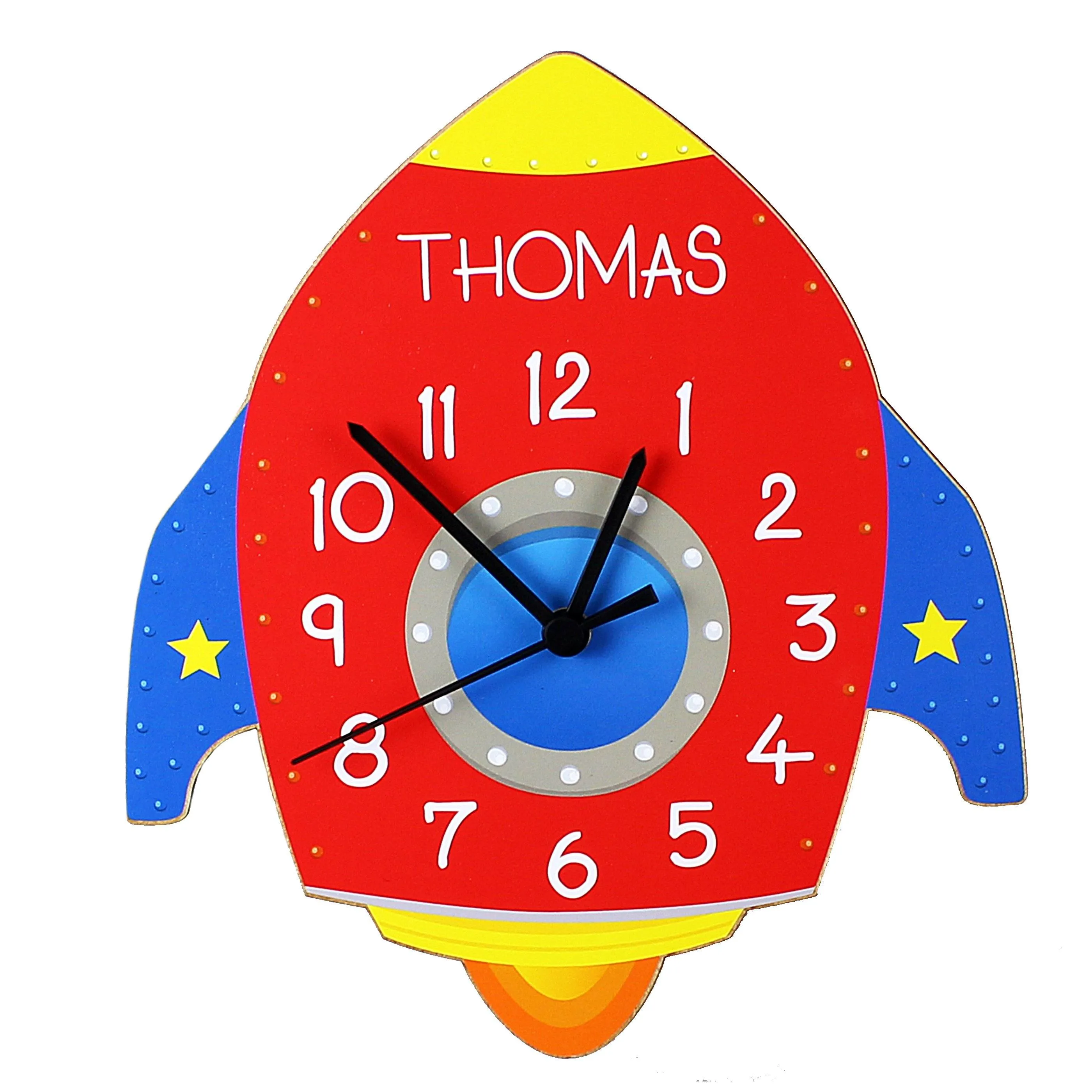 Personalised Rocket Shape Wooden Clock