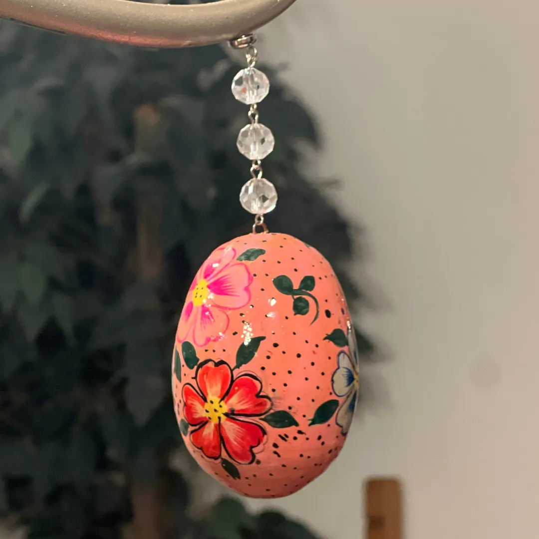 PINK FLORAL EGG MAGNETIC ORNAMENT (Box of 3) - Magnetic Chandelier Ornament