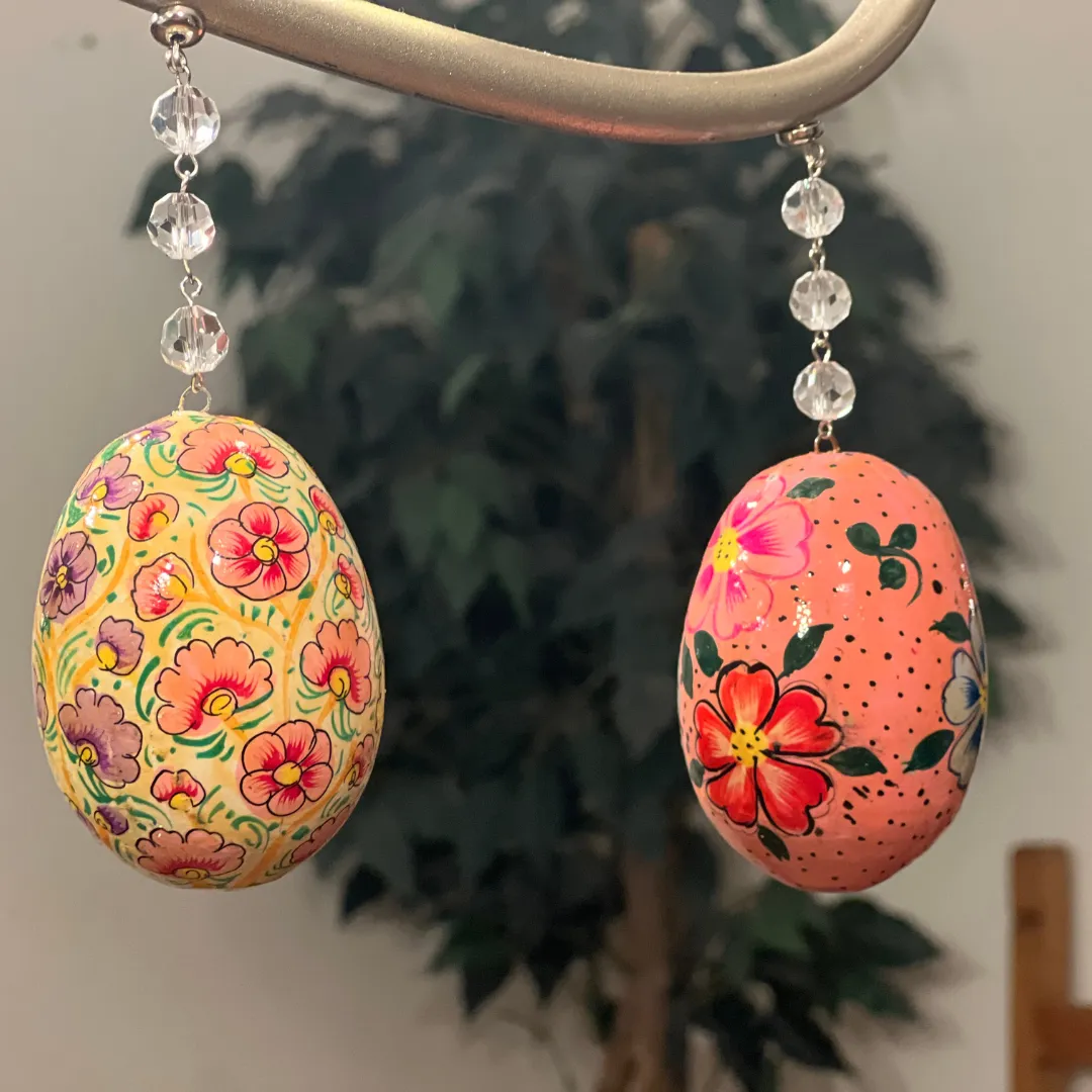 PINK FLORAL EGG MAGNETIC ORNAMENT (Box of 3) - Magnetic Chandelier Ornament