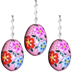 PINK FLORAL EGG MAGNETIC ORNAMENT (Box of 3) - Magnetic Chandelier Ornament